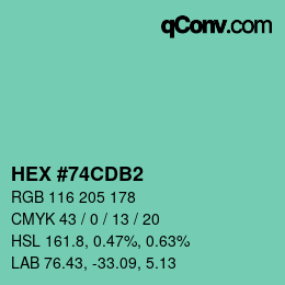 Color code: HEX #74CDB2 | qconv.com