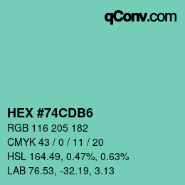 Color code: HEX #74CDB6 | qconv.com
