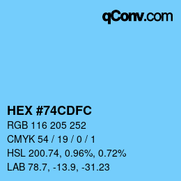 カラーコード: HEX #74CDFC | qconv.com