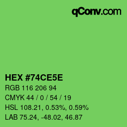 Código de color: HEX #74CE5E | qconv.com