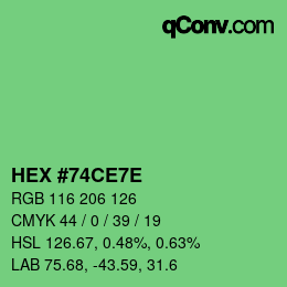 Color code: HEX #74CE7E | qconv.com