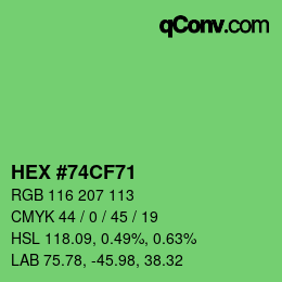 Color code: HEX #74CF71 | qconv.com