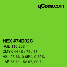 Color code: HEX #74D02C | qconv.com