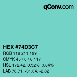 Color code: HEX #74D3C7 | qconv.com