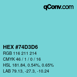 カラーコード: HEX #74D3D6 | qconv.com