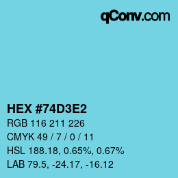 Farbcode: HEX #74D3E2 | qconv.com