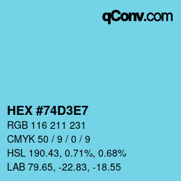 カラーコード: HEX #74D3E7 | qconv.com