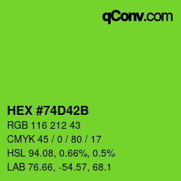 カラーコード: HEX #74D42B | qconv.com