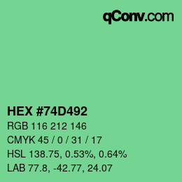 Color code: HEX #74D492 | qconv.com