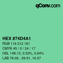 Color code: HEX #74D4A1 | qconv.com