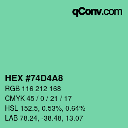 カラーコード: HEX #74D4A8 | qconv.com