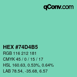 カラーコード: HEX #74D4B5 | qconv.com