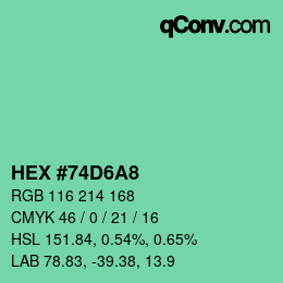 Color code: HEX #74D6A8 | qconv.com
