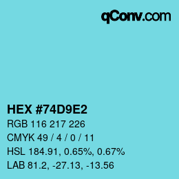 颜色代码: HEX #74D9E2 | qconv.com