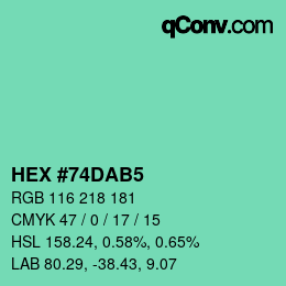 カラーコード: HEX #74DAB5 | qconv.com