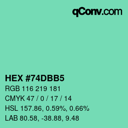 カラーコード: HEX #74DBB5 | qconv.com
