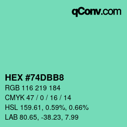 Color code: HEX #74DBB8 | qconv.com