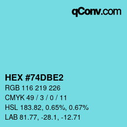カラーコード: HEX #74DBE2 | qconv.com