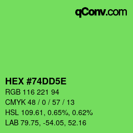 カラーコード: HEX #74DD5E | qconv.com
