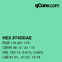 Color code: HEX #74DDAE | qconv.com