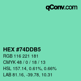 颜色代码: HEX #74DDB5 | qconv.com