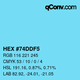 カラーコード: HEX #74DDF5 | qconv.com