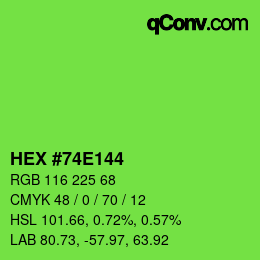 カラーコード: HEX #74E144 | qconv.com