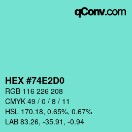 Color code: HEX #74E2D0 | qconv.com