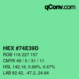 Color code: HEX #74E39D | qconv.com