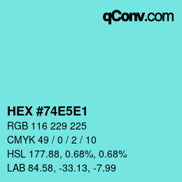 Color code: HEX #74E5E1 | qconv.com