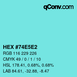 Color code: HEX #74E5E2 | qconv.com