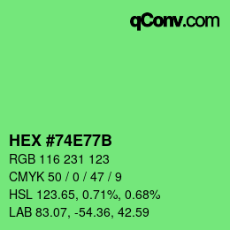 Color code: HEX #74E77B | qconv.com