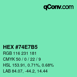 カラーコード: HEX #74E7B5 | qconv.com