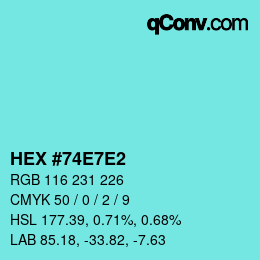 Color code: HEX #74E7E2 | qconv.com