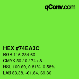Color code: HEX #74EA3C | qconv.com
