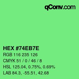 Código de color: HEX #74EB7E | qconv.com