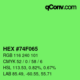 Color code: HEX #74F065 | qconv.com