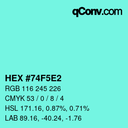 Color code: HEX #74F5E2 | qconv.com