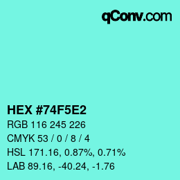 Color code: HEX #74F5E2 | qconv.com