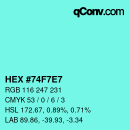 Color code: HEX #74F7E7 | qconv.com