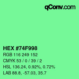 Color code: HEX #74F998 | qconv.com