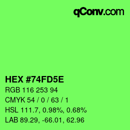 Código de color: HEX #74FD5E | qconv.com