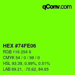 Color code: HEX #74FE06 | qconv.com