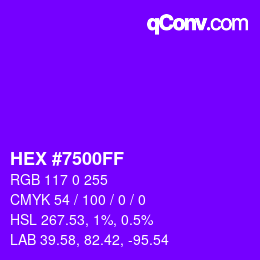 Color code: HEX #7500FF | qconv.com