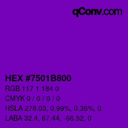 Color code: HEX #7501B800 | qconv.com