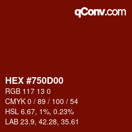 Color code: HEX #750D00 | qconv.com