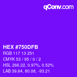 Color code: HEX #750DFB | qconv.com