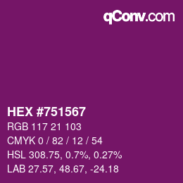 颜色代码: HEX #751567 | qconv.com