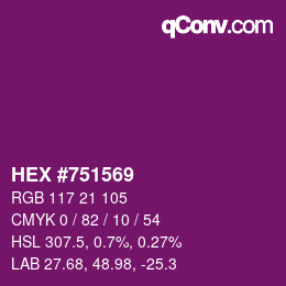 颜色代码: HEX #751569 | qconv.com