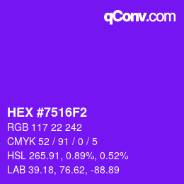 Color code: HEX #7516F2 | qconv.com